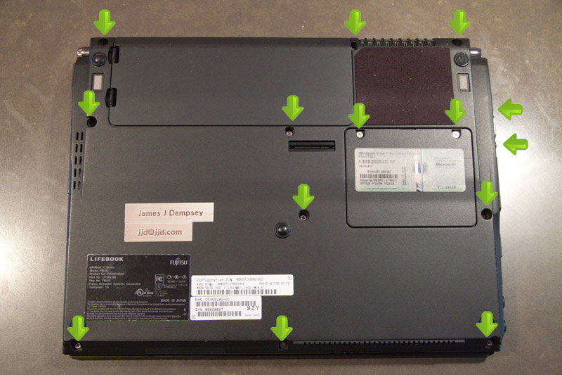 Fujitsu P8010 screw locations